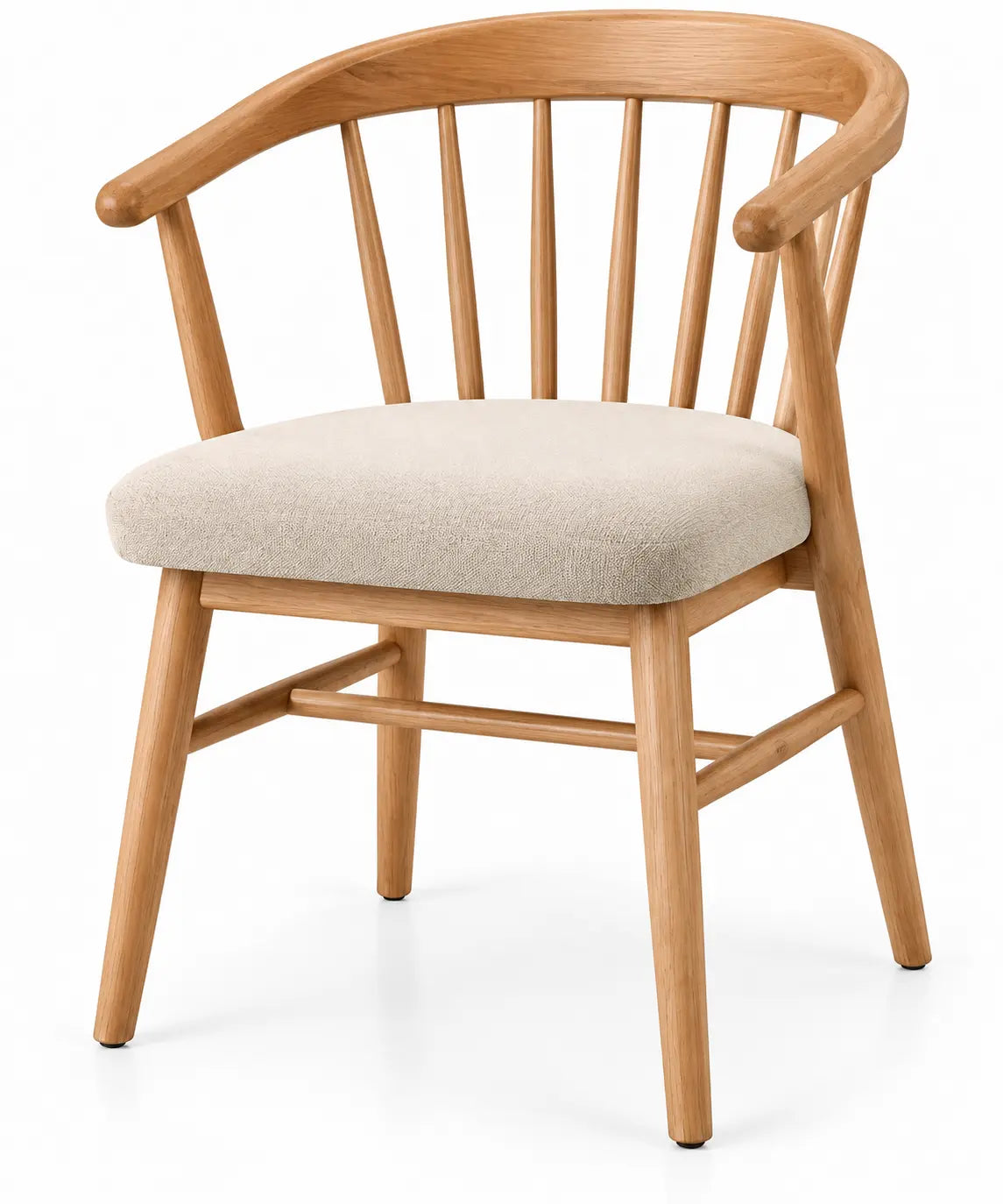 Silla con respaldo con detalles de líneas verticales, beige y marrón