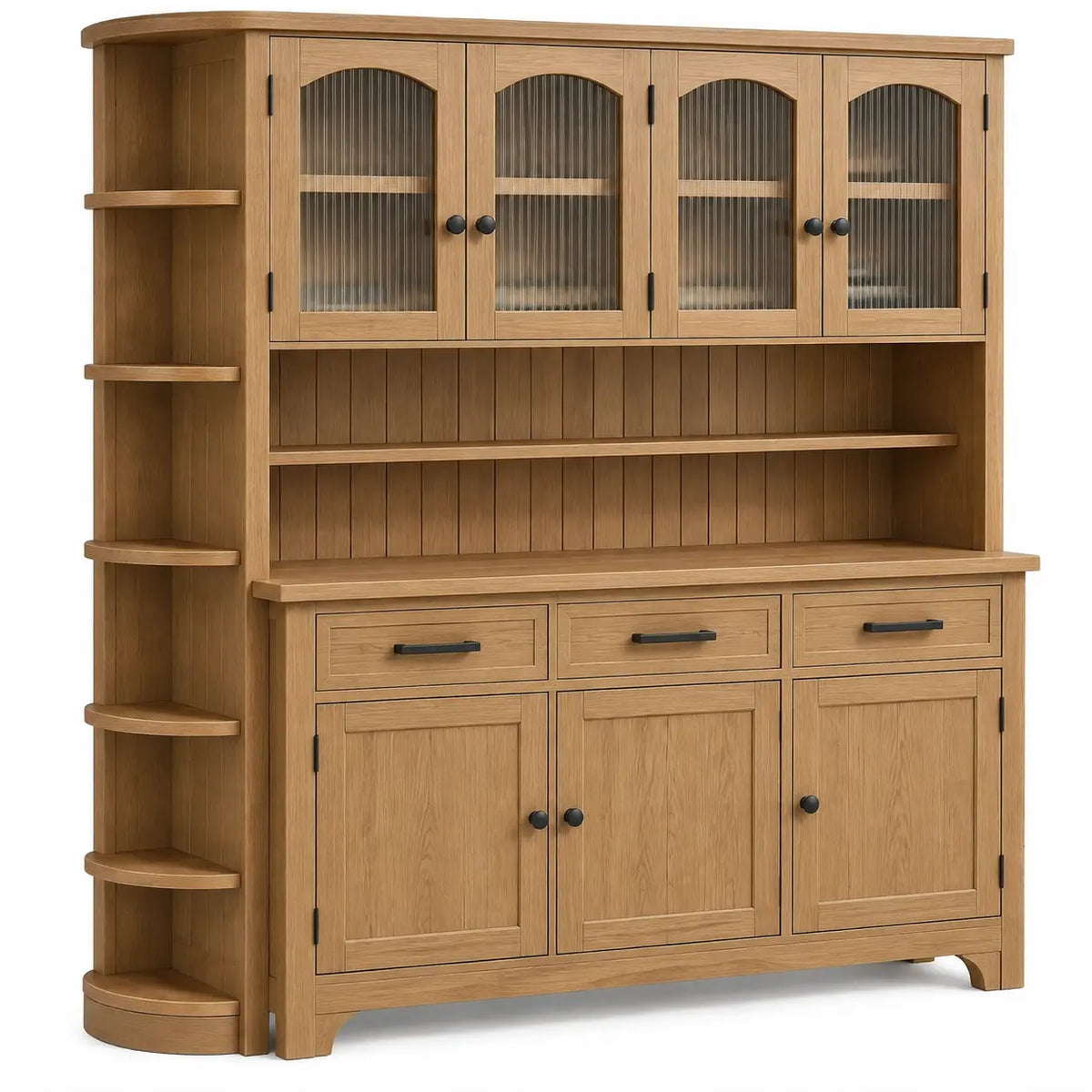Estantería con almacenamiento con puertas acristaladas, marrón