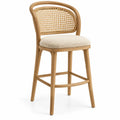 Taburete con detalles de entramado, beige y marrón
