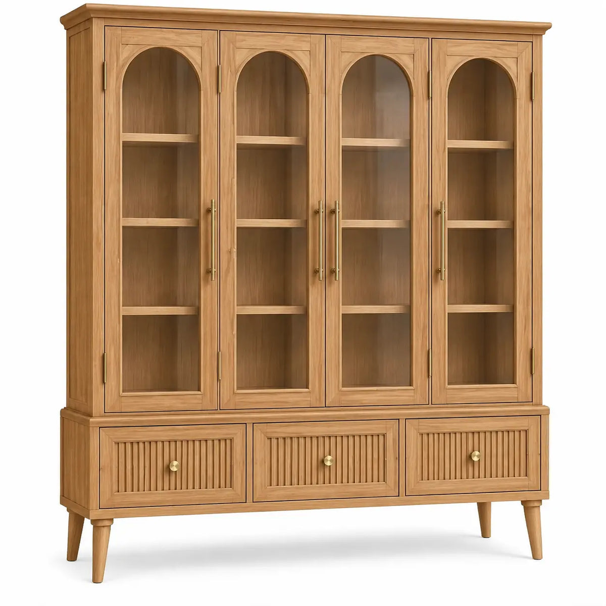 Vitrina de almacenamiento con formas arqueadas, marrón