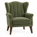 Sillón tapizado con acolchado acanalado y respaldo alto, verde y marrón