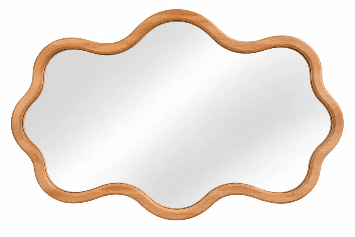 Espejo decorativo con marco de contorno redondeado, marrón y plateado