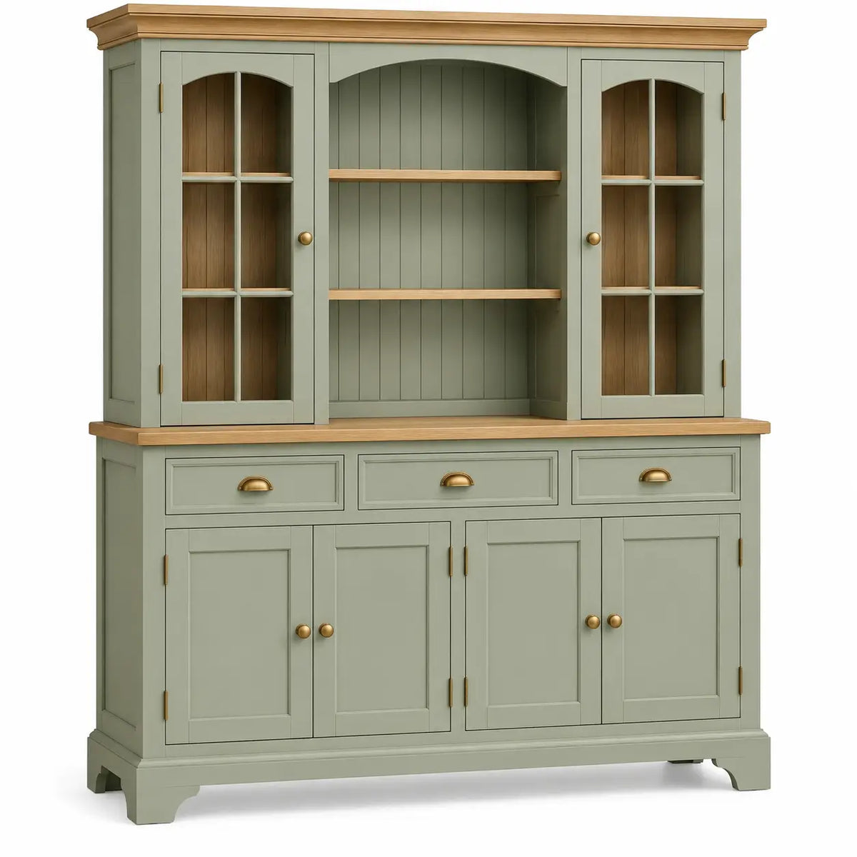 Estantería con almacenamiento con puertas acristaladas, verde y marrón