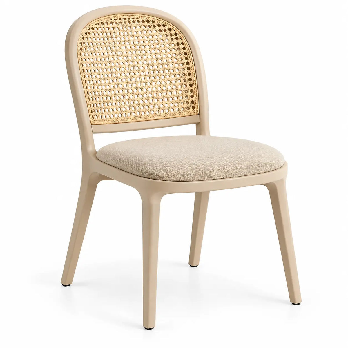 Silla con respaldo con detalles de entramado, beige
