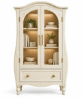 Vitrina de almacenamiento de contorno redondeado, blanco y marrón